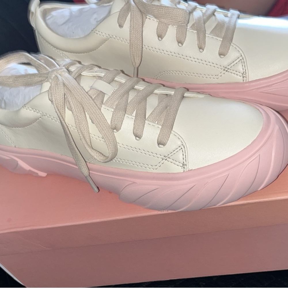 Cream and Pink Women's Sneakers